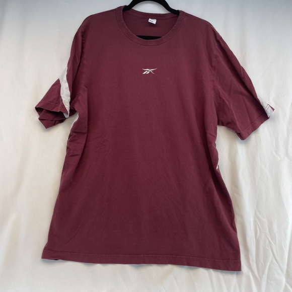 Reebok T-Shirt Maroon White Men’s Size Extra Large - Picture 2 of 11